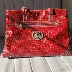 Kathy Van Zeeland》Weekender Bag (Burgendy Crock)